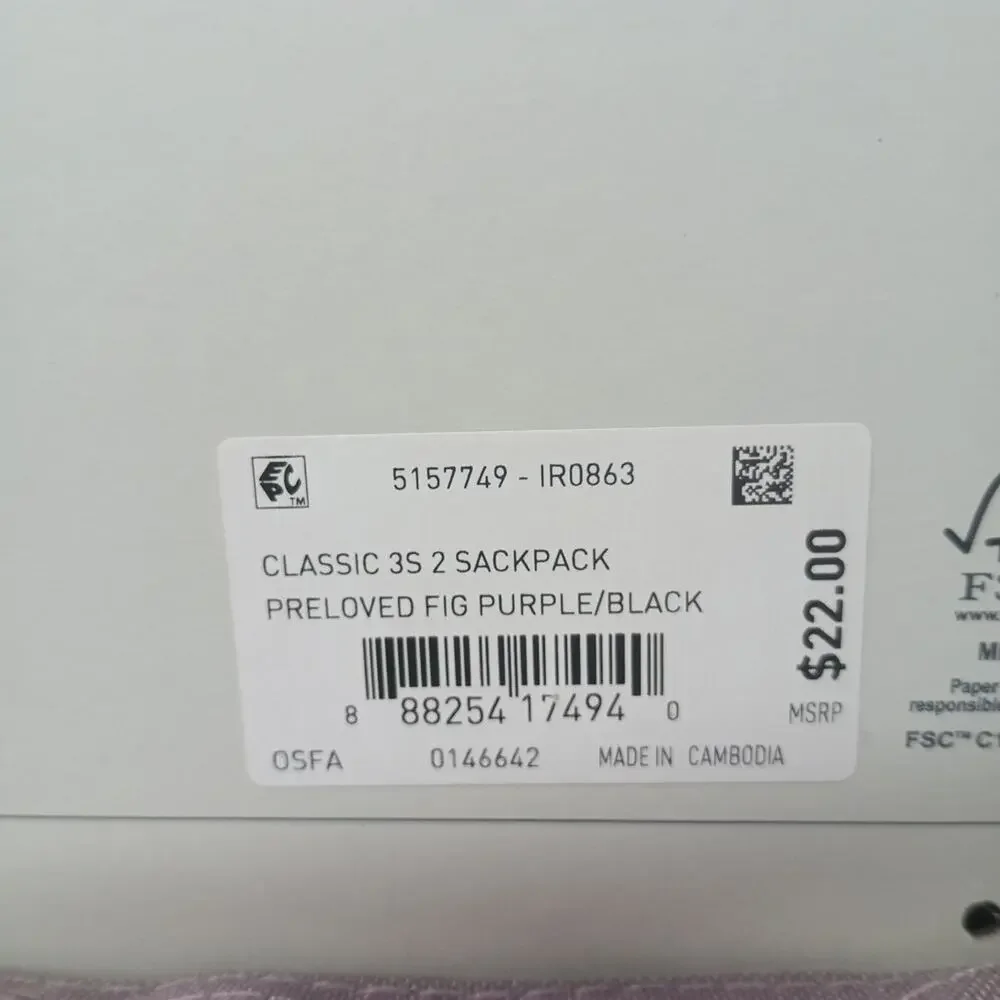 adidas Classic 3S 2 Sackpack Color:‎ Preloved Fig Purple/ Black
